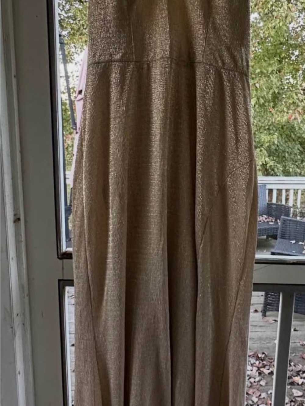 DB Studios Metallic Gold Maxi Dress with Subtle Shine